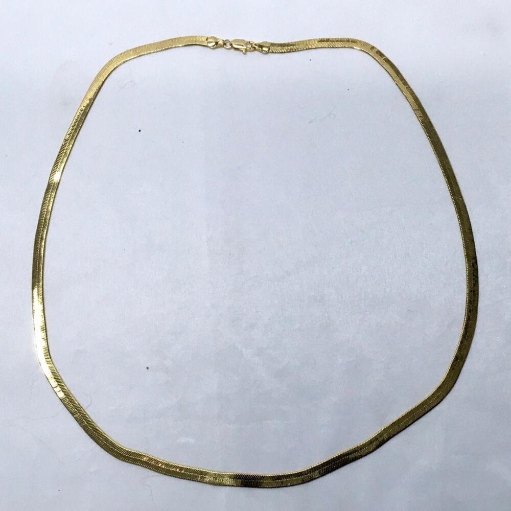 24" Gold Tone Herringbone Necklace - Picture 4 of 5